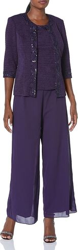 Le Bos Women's Missy 3 Piece Stretch Crinkle Pant Set in Saudi Arabia