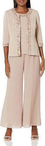 Le Bos Women's Missy 3 Piece Stretch Crinkle Pant Set in Saudi Arabia