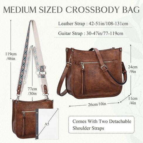VASCHY Crossbody Bag Purse for Women,Fashion Vegan Leather Hobo Handbag Shoulder Bag Purse with Guitar Strap in Kuwait