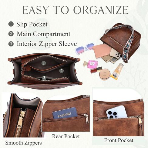VASCHY Crossbody Bag Purse for Women,Fashion Vegan Leather Hobo Handbag Shoulder Bag Purse with Guitar Strap in Kuwait