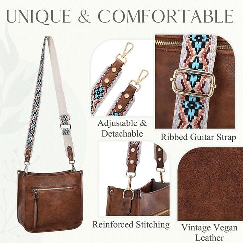VASCHY Crossbody Bag Purse for Women,Fashion Vegan Leather Hobo Handbag Shoulder Bag Purse with Guitar Strap in Kuwait