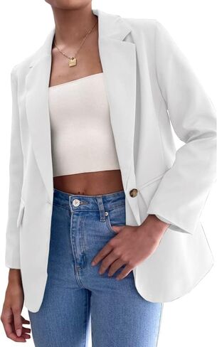 سترات نسائية كاجوال مفتوحة من الأمام وأكمام طويلة وأزرار للعمل والمكتب مع جيوب in Kuwait