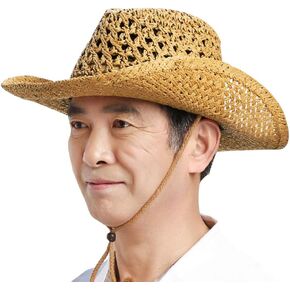 Straw Hat Women Men Cowboy Hat Beach Floppy Sun Hat Brim Summer Sunhat Bush Sombrero Hat Travel Cowgirl Hats