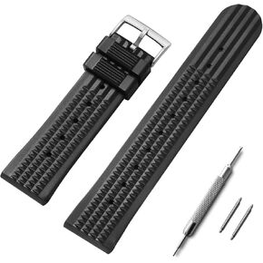 حزام ساعة مطاطي ناعم من ADDIESDIVE مقاس 22 مم، سوار مطاطي ناعم بديل سريع أسود لساعات الرجال in Kuwait