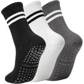 Yoga Pilates Socks with Grips for Women, Non Slip Grips Cotton Socks for Barre, Ballet, Dance, Workouts in Saudi Arabia