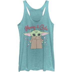 STAR WARS Girls Mandalorian The Child Christmas Merry & Cute Juniors Tri Blend Tank in Kuwait
