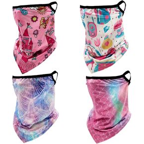 4 عبوات من قناع الوجه للرقبة للأطفال مع حلقات الأذن للأطفال، وشاح وجه للتزلج بالأشعة فوق البنفسجية للصيف للفتيات والأولاد in Kuwait