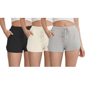 HEARTNICE 3-Pack Women's Soft Lounge Pajama Shorts, Casual Sleepwear for Yoga Gym Running Sleep in Kuwait