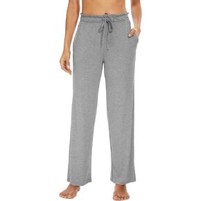 WiWi المرأة عادية فضفاض بنطال ذو قصة أرجل واسعة الخيزران فسكوزي بيجامة قيعان الرباط Sweatpants بالازو صالة بانت S-XXL
