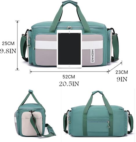 Gym Bag for Men Women Sports Weekender Travel Duffle Bag with Dry Wet Separated Pocket Overnight Bag Carry On Checked Luggage Bag Handbag Shoulder Bag Yoga Bag (Blue) in Kuwait