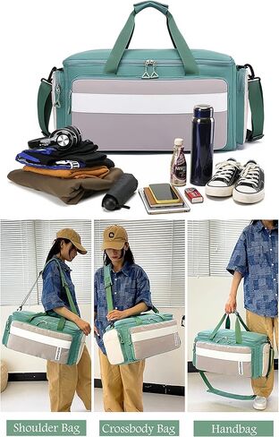 Gym Bag for Men Women Sports Weekender Travel Duffle Bag with Dry Wet Separated Pocket Overnight Bag Carry On Checked Luggage Bag Handbag Shoulder Bag Yoga Bag (Blue) in Kuwait