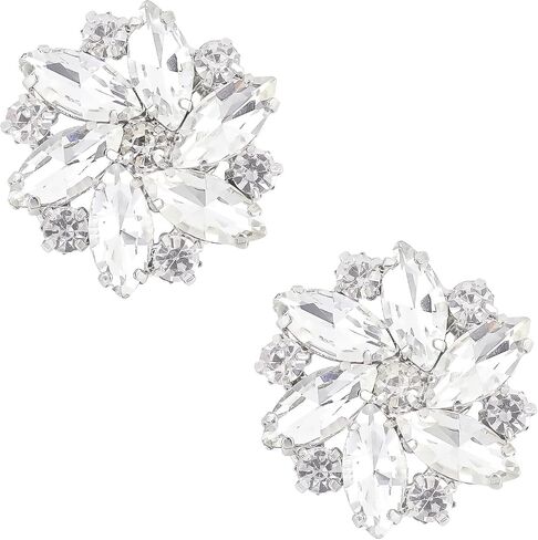 FINGERINSPIRE 2Pcs Crystal Shoe Clips Rhinestone Crystal Metal Shoe Clips Wedding Bridal Shoe Buckles Elegant Rhinestones Flower Clips for Jewelry Shoes Clothing Bags Hats Decor in Saudi Arabia