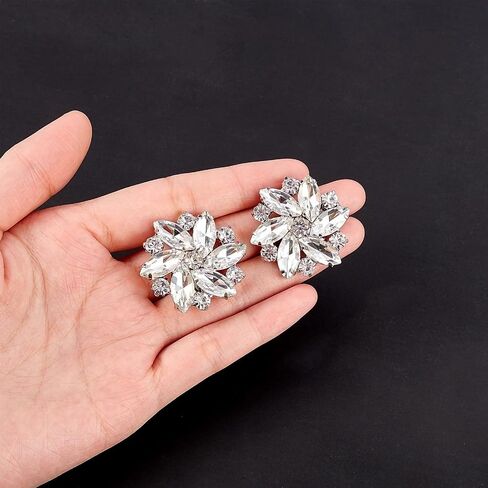 FINGERINSPIRE 2Pcs Crystal Shoe Clips Rhinestone Crystal Metal Shoe Clips Wedding Bridal Shoe Buckles Elegant Rhinestones Flower Clips for Jewelry Shoes Clothing Bags Hats Decor in Saudi Arabia