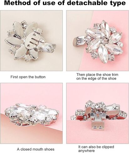 FINGERINSPIRE 2Pcs Crystal Shoe Clips Rhinestone Crystal Metal Shoe Clips Wedding Bridal Shoe Buckles Elegant Rhinestones Flower Clips for Jewelry Shoes Clothing Bags Hats Decor in Saudi Arabia