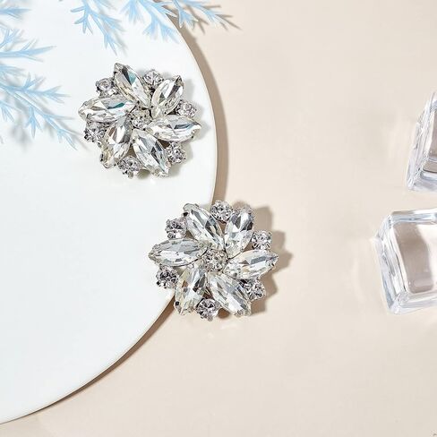 FINGERINSPIRE 2Pcs Crystal Shoe Clips Rhinestone Crystal Metal Shoe Clips Wedding Bridal Shoe Buckles Elegant Rhinestones Flower Clips for Jewelry Shoes Clothing Bags Hats Decor in Saudi Arabia
