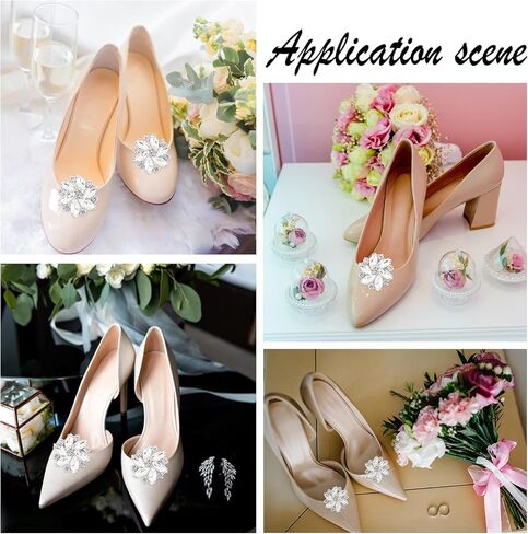 FINGERINSPIRE 2Pcs Crystal Shoe Clips Rhinestone Crystal Metal Shoe Clips Wedding Bridal Shoe Buckles Elegant Rhinestones Flower Clips for Jewelry Shoes Clothing Bags Hats Decor in Saudi Arabia