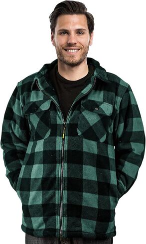 TrailCrest Men's Heavy Fleece Sherpa Lined Shirt Jacket, Warm Full Zip Outdoorsman Buffalo Plaid in Kuwait