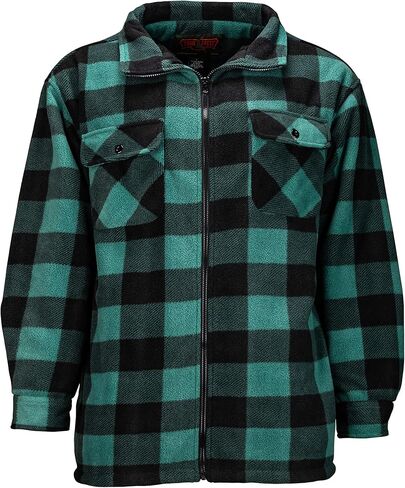 TrailCrest Men's Heavy Fleece Sherpa Lined Shirt Jacket, Warm Full Zip Outdoorsman Buffalo Plaid in Kuwait