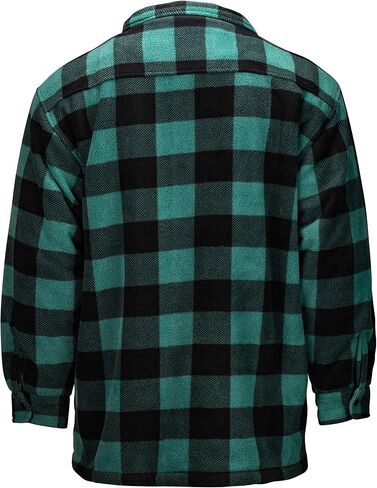 TrailCrest Men's Heavy Fleece Sherpa Lined Shirt Jacket, Warm Full Zip Outdoorsman Buffalo Plaid in Kuwait