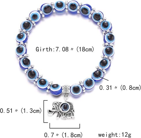 Caiyao Evil Eye Bead Bracelet Stretchy Hamsa Palm of Fatima Hand Butterfly Owl Elephant Tortoise Animal Amulet Bracelet for Women Men Girl Boy Teen Friend Protection Jewelry Good Luck Gift in Saudi Arabia