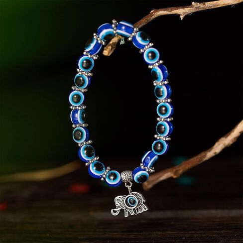 Caiyao Evil Eye Bead Bracelet Stretchy Hamsa Palm of Fatima Hand Butterfly Owl Elephant Tortoise Animal Amulet Bracelet for Women Men Girl Boy Teen Friend Protection Jewelry Good Luck Gift in Saudi Arabia