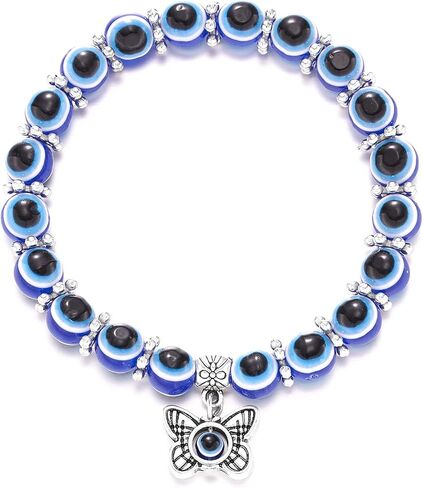 Caiyao Evil Eye Bead Bracelet Stretchy Hamsa Palm of Fatima Hand Butterfly Owl Elephant Tortoise Animal Amulet Bracelet for Women Men Girl Boy Teen Friend Protection Jewelry Good Luck Gift in Saudi Arabia