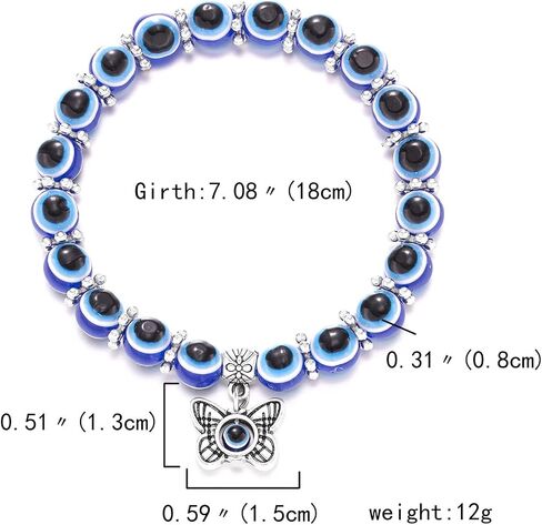 Caiyao Evil Eye Bead Bracelet Stretchy Hamsa Palm of Fatima Hand Butterfly Owl Elephant Tortoise Animal Amulet Bracelet for Women Men Girl Boy Teen Friend Protection Jewelry Good Luck Gift in Saudi Arabia