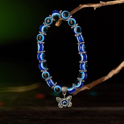 Caiyao Evil Eye Bead Bracelet Stretchy Hamsa Palm of Fatima Hand Butterfly Owl Elephant Tortoise Animal Amulet Bracelet for Women Men Girl Boy Teen Friend Protection Jewelry Good Luck Gift in Saudi Arabia