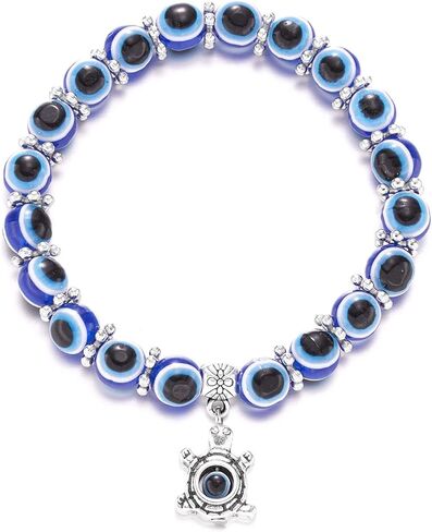 Caiyao عين الشر حبة سوار بسط همسة كف فاطمة اليد فراشة البومة الفيل السلحفاة الحيوان تميمة سوار للنساء الرجال فتاة صبي في سن المراهقة صديق حماية المجوهرات هدية الحظ الجيد in Kuwait