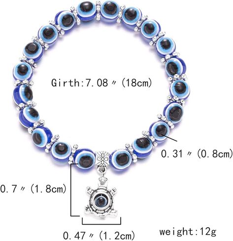 Caiyao عين الشر حبة سوار بسط همسة كف فاطمة اليد فراشة البومة الفيل السلحفاة الحيوان تميمة سوار للنساء الرجال فتاة صبي في سن المراهقة صديق حماية المجوهرات هدية الحظ الجيد in Kuwait
