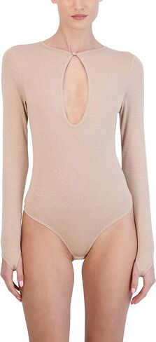 BCBGMAXAZRIA womens Long Sleeve Bodysuit Fitted Keyhole Bodycon Crew Neck One Piece in Saudi Arabia