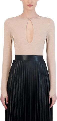 BCBGMAXAZRIA womens Long Sleeve Bodysuit Fitted Keyhole Bodycon Crew Neck One Piece in Saudi Arabia