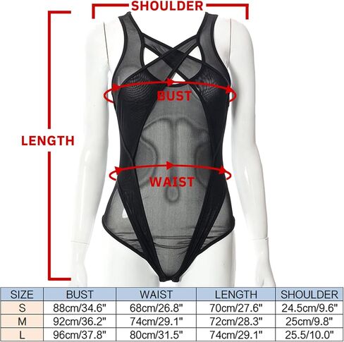 Yunison Mesh Bodysuit Sleeveless Mesh Sheer Jumpsuit Criss Cross See Through Leotard Tops Rave Outfit in Kuwait