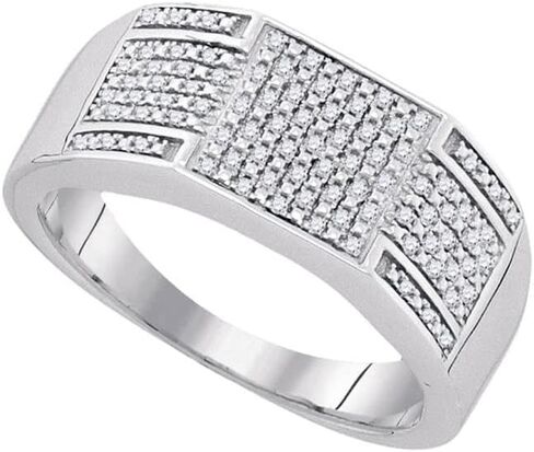 Diamond2Deal Sterling Silver Mens Round Diamond Square Cluster Ring 1/4 Cttw Color- G-H Clarity- I3 in Saudi Arabia