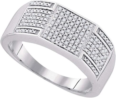 Diamond2Deal Sterling Silver Mens Round Diamond Square Cluster Ring 1/4 Cttw Color- G-H Clarity- I3 in Saudi Arabia