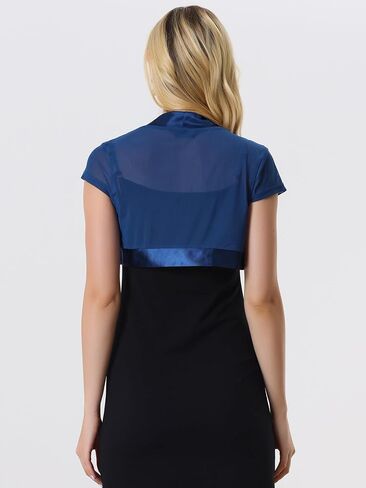 Allegra K Women's Satin Shrug Bolero Cap Sleeve Business Open Front Mesh Crop Cardigan in Saudi Arabia