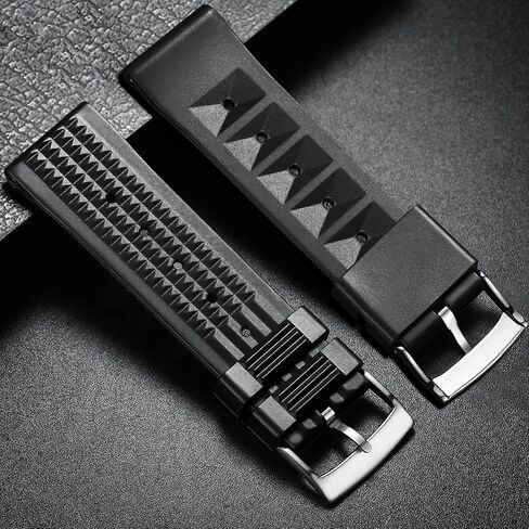 حزام ساعة مطاطي ناعم من ADDIESDIVE مقاس 22 مم، سوار مطاطي ناعم بديل سريع أسود لساعات الرجال in Kuwait