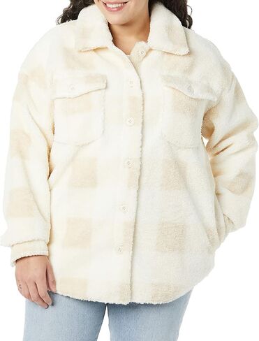 Amazon Essentials Women's Oversized Teddy Sherpa Shirt Jacket (Previously Goodthreads) in Saudi Arabia