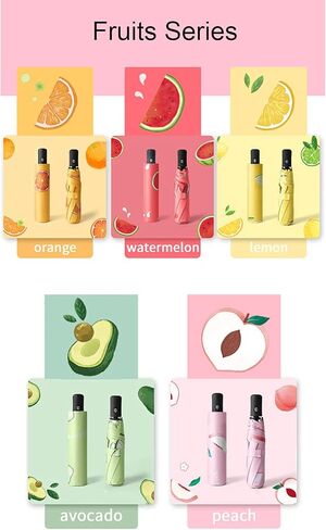 CatXQ Fruits Series Automatic Folding Umbrellas,[Rain & Sun,Windproof,Compact,Lightweight] Portable Travel Umbrellas for Woman Girl Kids in Kuwait