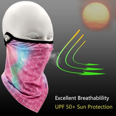 4 عبوات من قناع الوجه للرقبة للأطفال مع حلقات الأذن للأطفال، وشاح وجه للتزلج بالأشعة فوق البنفسجية للصيف للفتيات والأولاد in Kuwait