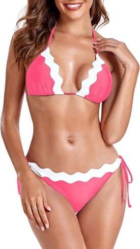 RELLECIGA Women's Adjustable Triangle Bikini Set String Halter Two Piece Bathing Suits in Saudi Arabia