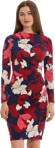 Maggy London Women's Long Sleeve Side Neck Drape Midi Dress in Saudi Arabia