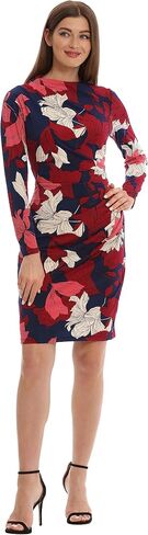 Maggy London Women's Long Sleeve Side Neck Drape Midi Dress in Saudi Arabia