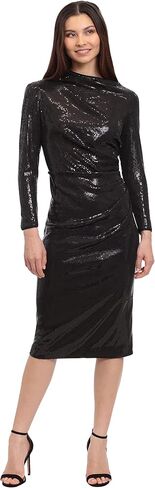 Maggy London Women's Long Sleeve Side Neck Drape Midi Dress in Saudi Arabia