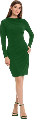Maggy London Women's Long Sleeve Side Neck Drape Midi Dress in Saudi Arabia