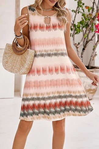 SimpleFun Summer Dresses for Women 2024 Beach Floral Tshirt Sundresses Casual Boho Dress with Pockets in Kuwait