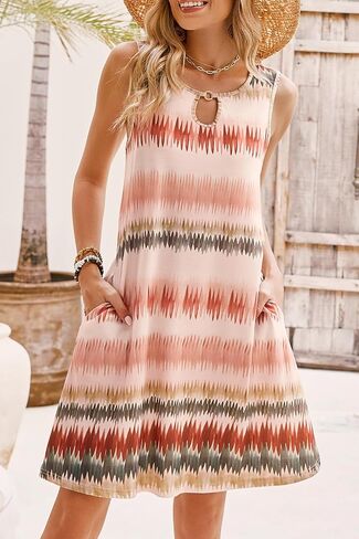 SimpleFun Summer Dresses for Women 2024 Beach Floral Tshirt Sundresses Casual Boho Dress with Pockets in Kuwait