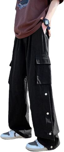Arynna Goth Baggy Cargo Pants with Pockets for Men Women Y2K Straight Leg Joggers Casual Streetwear Loose Pants in Kuwait