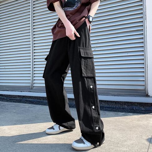 Arynna Goth Baggy Cargo Pants with Pockets for Men Women Y2K Straight Leg Joggers Casual Streetwear Loose Pants in Kuwait