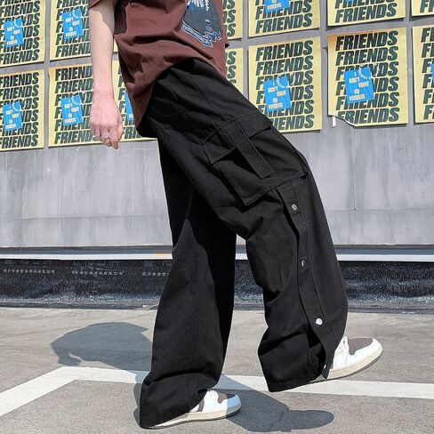 Arynna Goth Baggy Cargo Pants with Pockets for Men Women Y2K Straight Leg Joggers Casual Streetwear Loose Pants in Kuwait